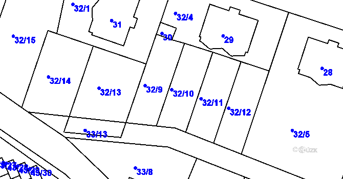 Parcela st. 32/10 v KÚ Lipno nad Vltavou, Katastrální mapa