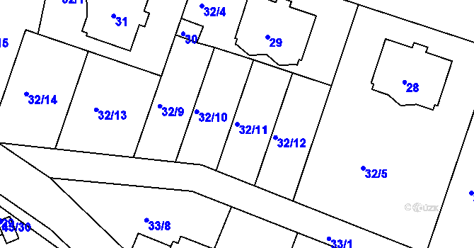 Parcela st. 32/11 v KÚ Lipno nad Vltavou, Katastrální mapa