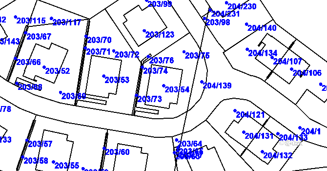 Parcela st. 203/54 v KÚ Lipno nad Vltavou, Katastrální mapa