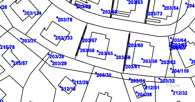 Parcela st. 203/55 v KÚ Lipno nad Vltavou, Katastrální mapa