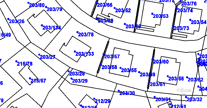 Parcela st. 203/57 v KÚ Lipno nad Vltavou, Katastrální mapa