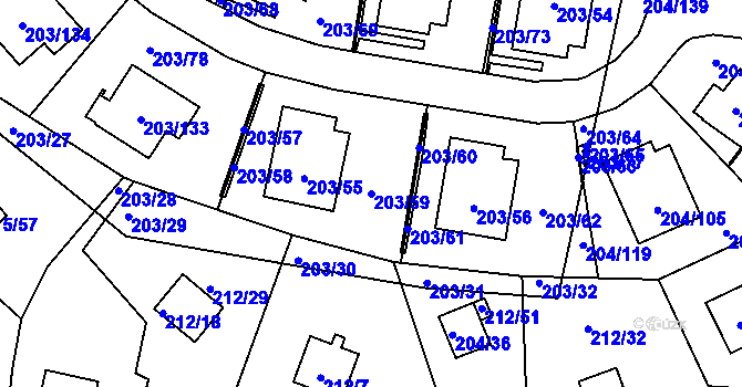 Parcela st. 203/59 v KÚ Lipno nad Vltavou, Katastrální mapa