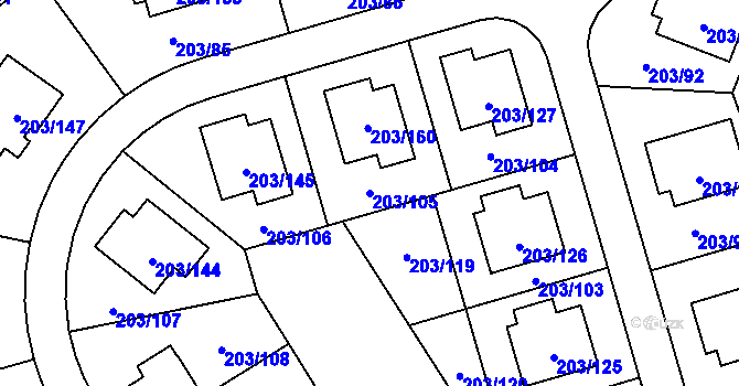 Parcela st. 203/105 v KÚ Lipno nad Vltavou, Katastrální mapa