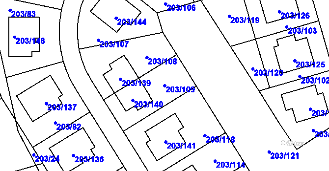 Parcela st. 203/109 v KÚ Lipno nad Vltavou, Katastrální mapa