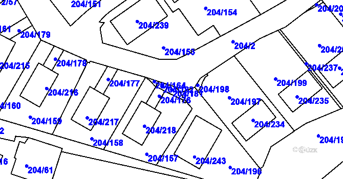 Parcela st. 204/181 v KÚ Lipno nad Vltavou, Katastrální mapa