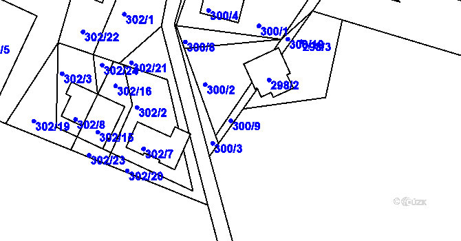 Parcela st. 300/9 v KÚ Lipno nad Vltavou, Katastrální mapa