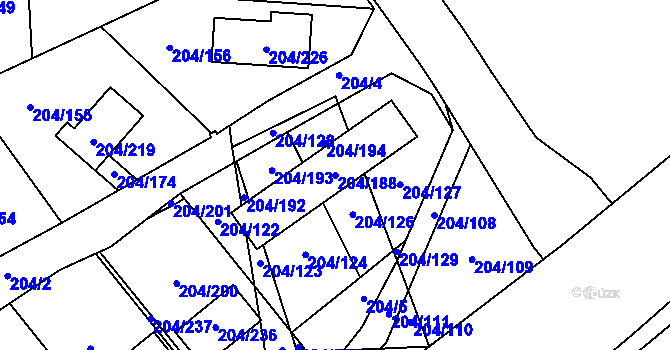 Parcela st. 204/188 v KÚ Lipno nad Vltavou, Katastrální mapa