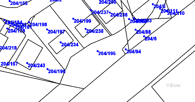 Parcela st. 204/195 v KÚ Lipno nad Vltavou, Katastrální mapa