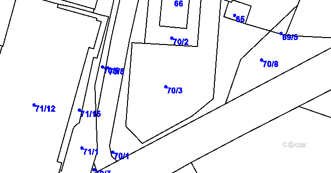Parcela st. 70/3 v KÚ Lipno nad Vltavou, Katastrální mapa