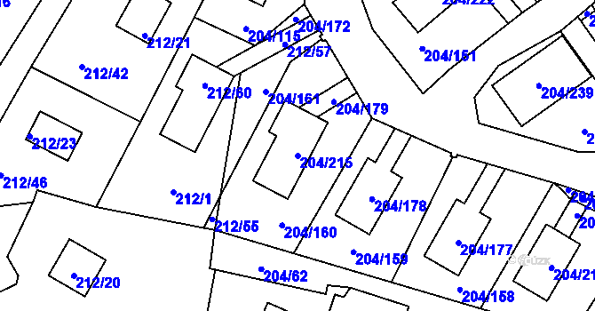 Parcela st. 204/215 v KÚ Lipno nad Vltavou, Katastrální mapa