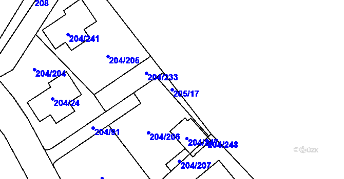 Parcela st. 205/17 v KÚ Lipno nad Vltavou, Katastrální mapa