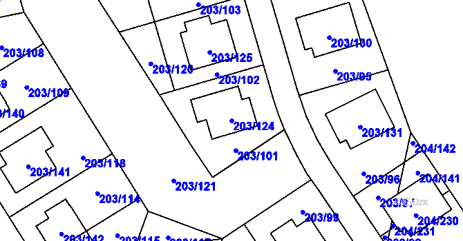 Parcela st. 203/124 v KÚ Lipno nad Vltavou, Katastrální mapa