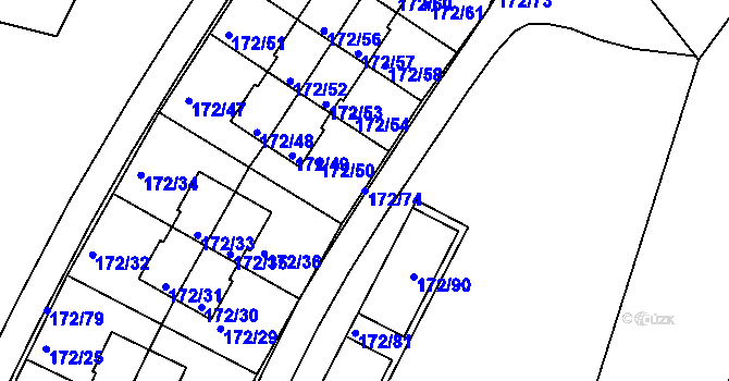 Parcela st. 172/74 v KÚ Lipno nad Vltavou, Katastrální mapa