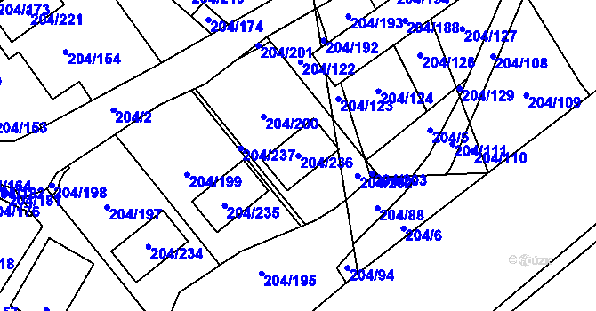 Parcela st. 204/236 v KÚ Lipno nad Vltavou, Katastrální mapa