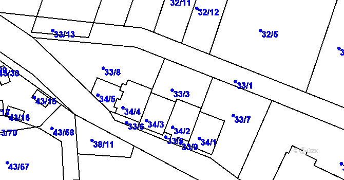 Parcela st. 33/3 v KÚ Lipno nad Vltavou, Katastrální mapa
