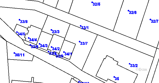 Parcela st. 33/7 v KÚ Lipno nad Vltavou, Katastrální mapa
