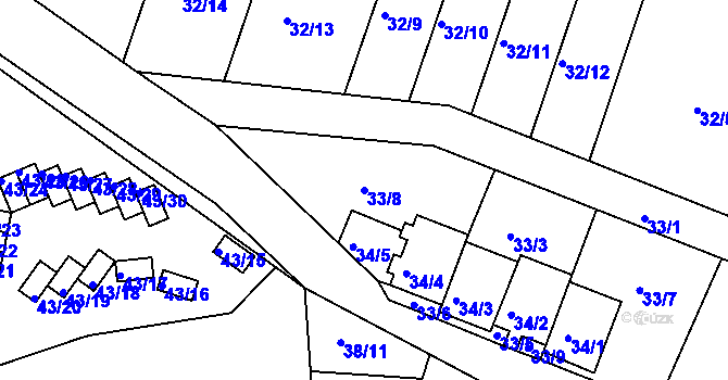 Parcela st. 33/8 v KÚ Lipno nad Vltavou, Katastrální mapa