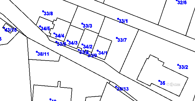 Parcela st. 34/1 v KÚ Lipno nad Vltavou, Katastrální mapa