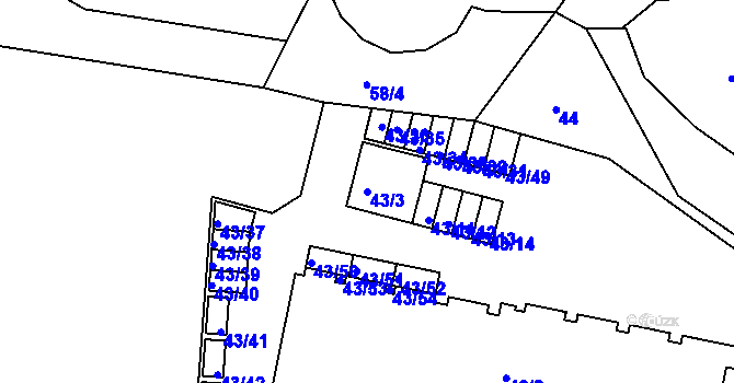 Parcela st. 43/3 v KÚ Lipno nad Vltavou, Katastrální mapa