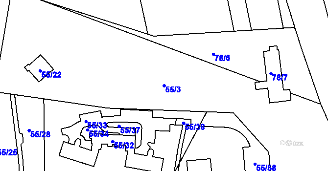 Parcela st. 55/3 v KÚ Lipno nad Vltavou, Katastrální mapa