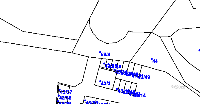 Parcela st. 58/4 v KÚ Lipno nad Vltavou, Katastrální mapa