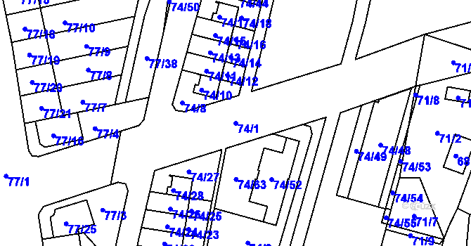 Parcela st. 74/1 v KÚ Lipno nad Vltavou, Katastrální mapa