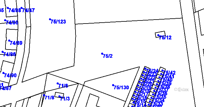 Parcela st. 75/2 v KÚ Lipno nad Vltavou, Katastrální mapa