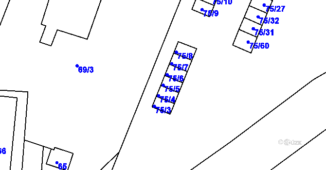 Parcela st. 75/5 v KÚ Lipno nad Vltavou, Katastrální mapa