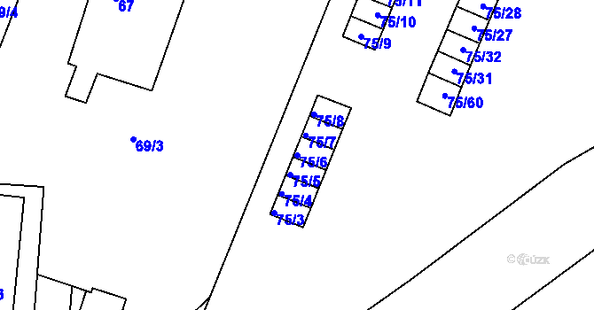 Parcela st. 75/6 v KÚ Lipno nad Vltavou, Katastrální mapa