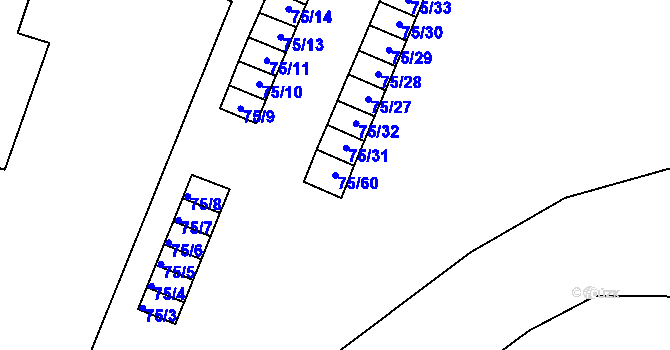 Parcela st. 75/60 v KÚ Lipno nad Vltavou, Katastrální mapa