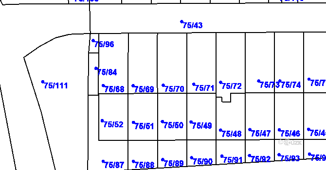 Parcela st. 75/70 v KÚ Lipno nad Vltavou, Katastrální mapa