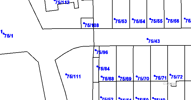 Parcela st. 75/96 v KÚ Lipno nad Vltavou, Katastrální mapa