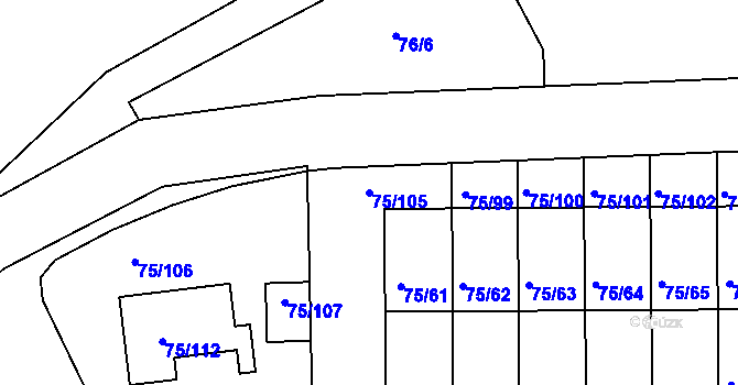Parcela st. 75/105 v KÚ Lipno nad Vltavou, Katastrální mapa