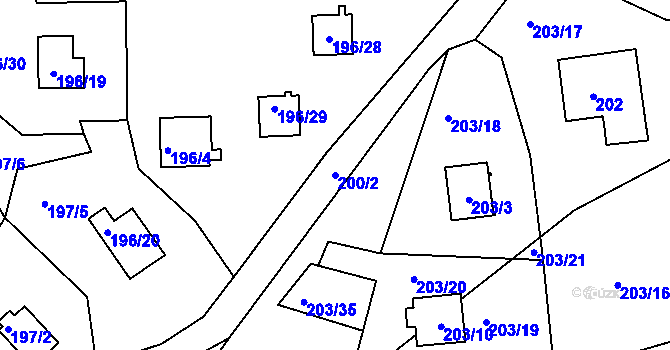 Parcela st. 200/2 v KÚ Lipno nad Vltavou, Katastrální mapa