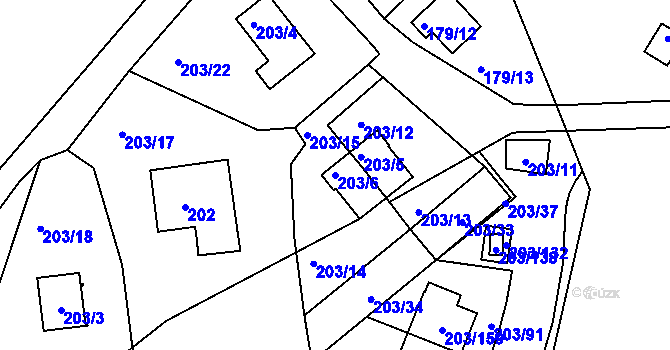Parcela st. 203/6 v KÚ Lipno nad Vltavou, Katastrální mapa