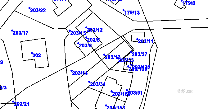Parcela st. 203/13 v KÚ Lipno nad Vltavou, Katastrální mapa