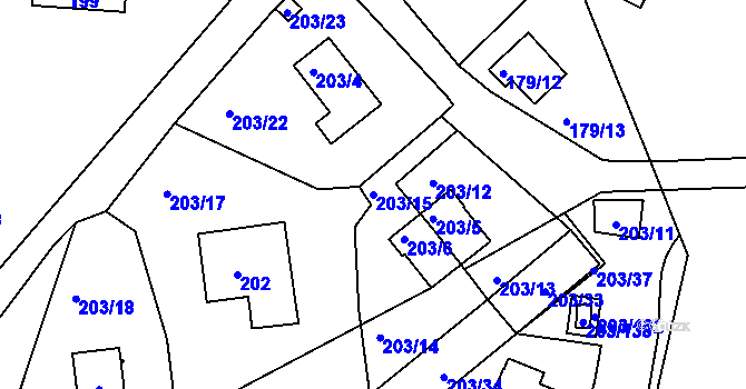 Parcela st. 203/15 v KÚ Lipno nad Vltavou, Katastrální mapa
