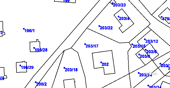 Parcela st. 203/17 v KÚ Lipno nad Vltavou, Katastrální mapa