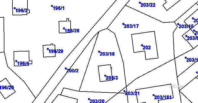 Parcela st. 203/18 v KÚ Lipno nad Vltavou, Katastrální mapa