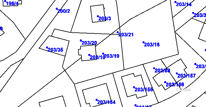 Parcela st. 203/19 v KÚ Lipno nad Vltavou, Katastrální mapa