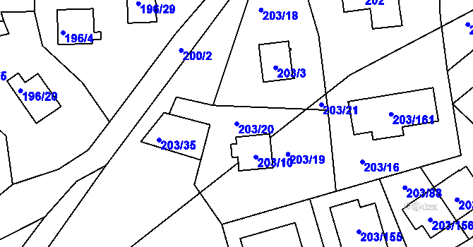 Parcela st. 203/20 v KÚ Lipno nad Vltavou, Katastrální mapa