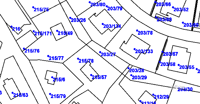 Parcela st. 203/27 v KÚ Lipno nad Vltavou, Katastrální mapa