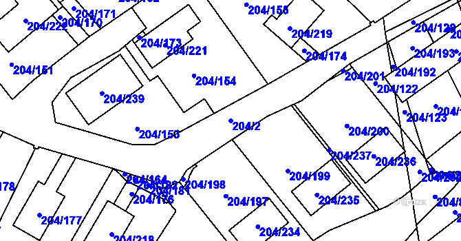 Parcela st. 204/2 v KÚ Lipno nad Vltavou, Katastrální mapa