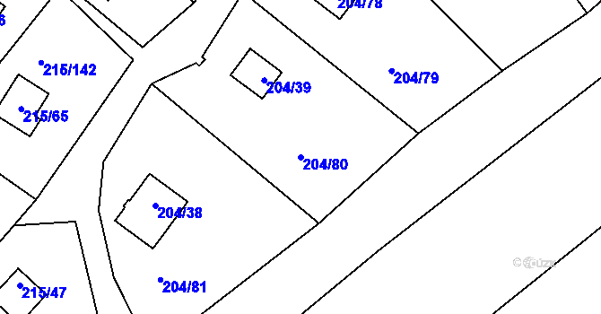 Parcela st. 204/80 v KÚ Lipno nad Vltavou, Katastrální mapa