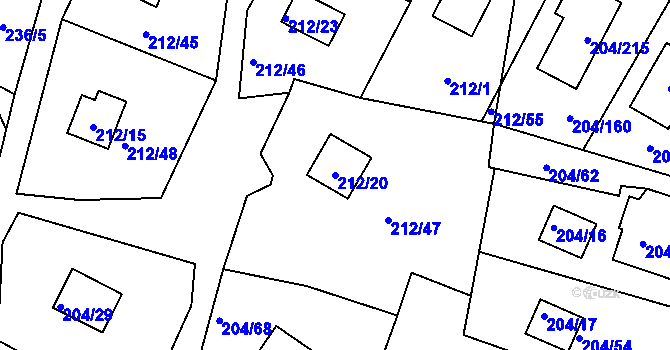 Parcela st. 212/20 v KÚ Lipno nad Vltavou, Katastrální mapa