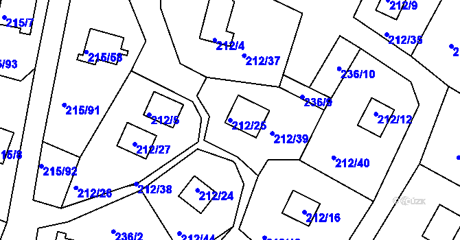 Parcela st. 212/25 v KÚ Lipno nad Vltavou, Katastrální mapa