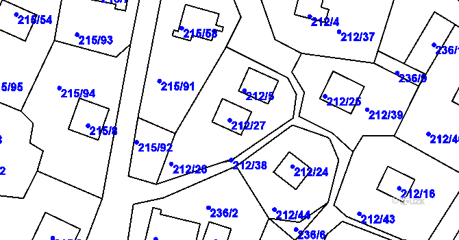 Parcela st. 212/27 v KÚ Lipno nad Vltavou, Katastrální mapa