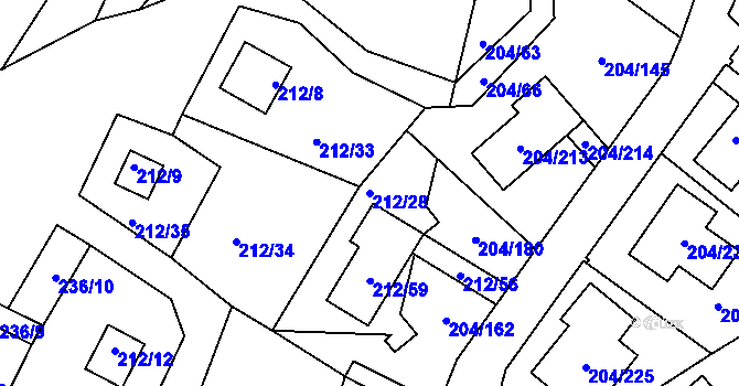 Parcela st. 212/28 v KÚ Lipno nad Vltavou, Katastrální mapa