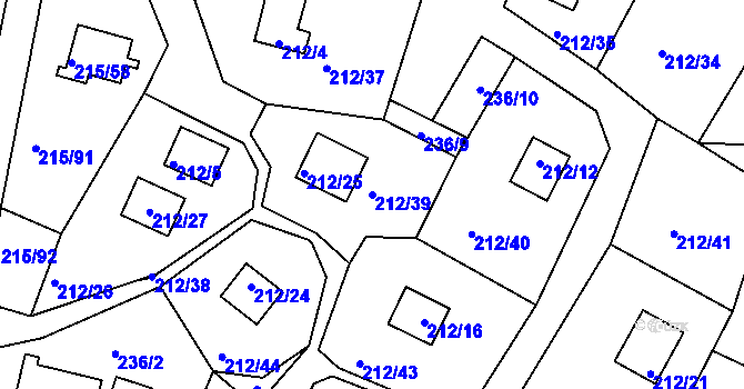 Parcela st. 212/39 v KÚ Lipno nad Vltavou, Katastrální mapa