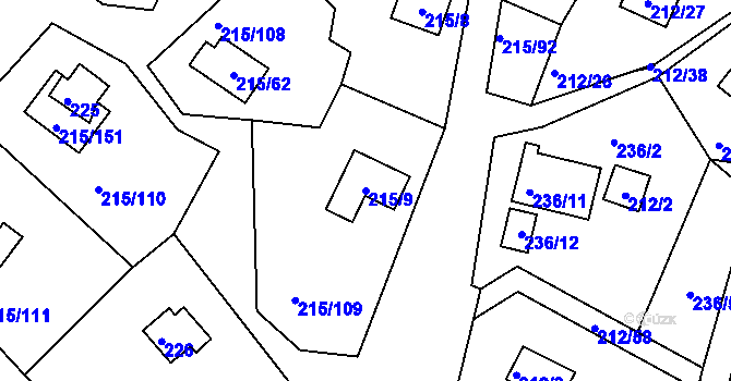 Parcela st. 215/9 v KÚ Lipno nad Vltavou, Katastrální mapa